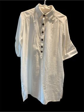 Studio Nicholson Cream Long Sleeve Shirt Dress Size 12